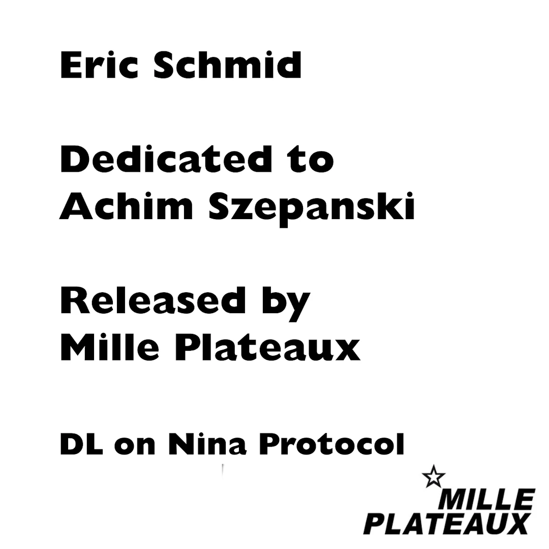Eric Schmid - Dedicated to Achim Szepanski